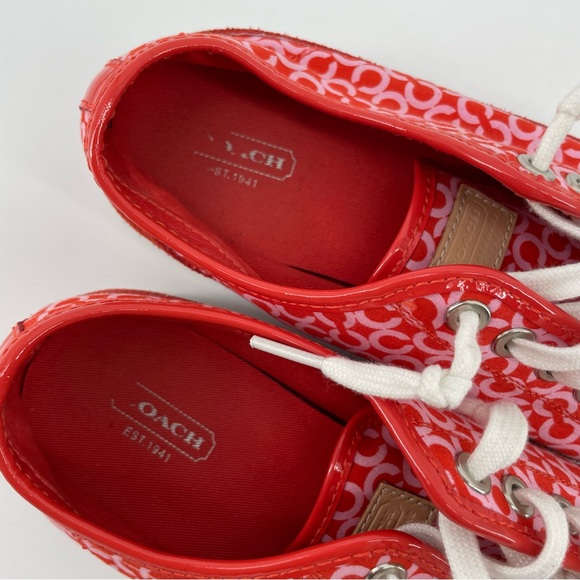 Coach Red/Pink Signature C Monogram Edith Sneakers 9 - Picture 7 of 8